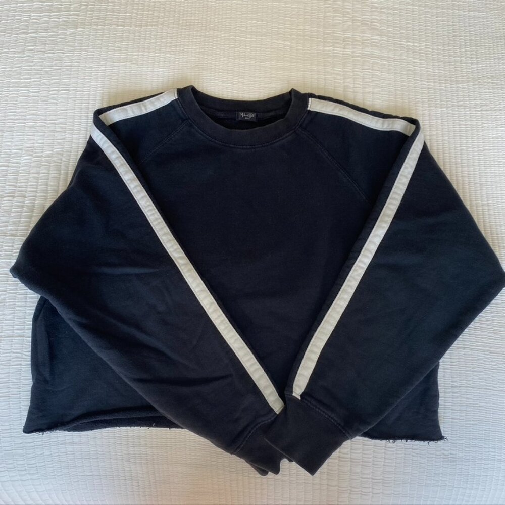 Navy with white strip crewneck